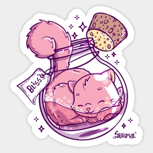 Magical potion cat is blissful Sticker